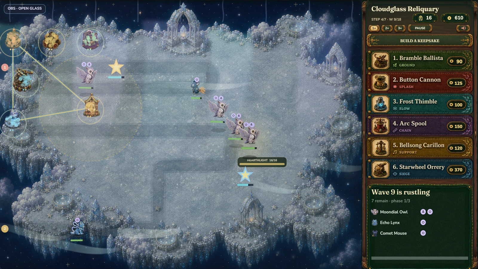 A crystalline constellation defense in Bramblewatch